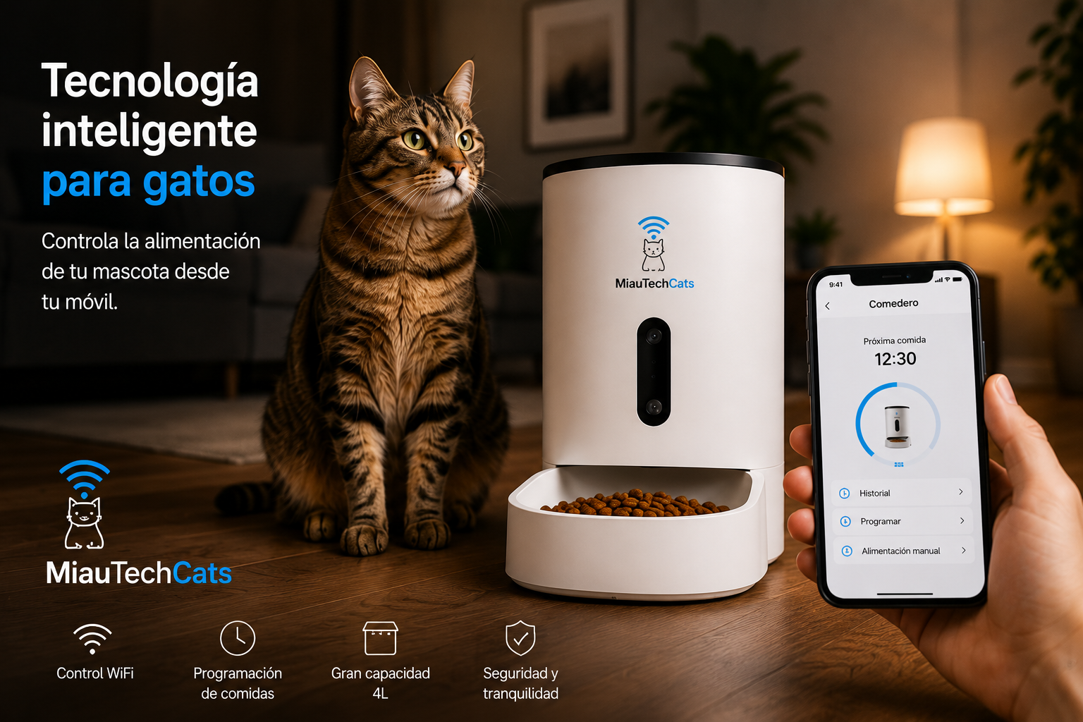Comedero Inteligente MiauTech™ WiFi para Gatos