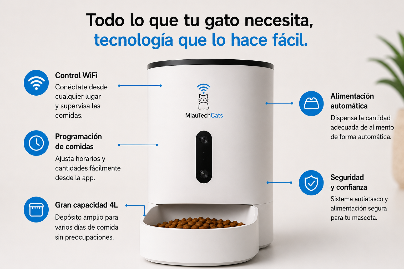 Comedero Inteligente MiauTech™ WiFi para Gatos